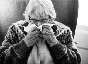 black and white photo of senior woman sneezing 53876 14588 300x219 - Black and white photo of senior woman sneezing